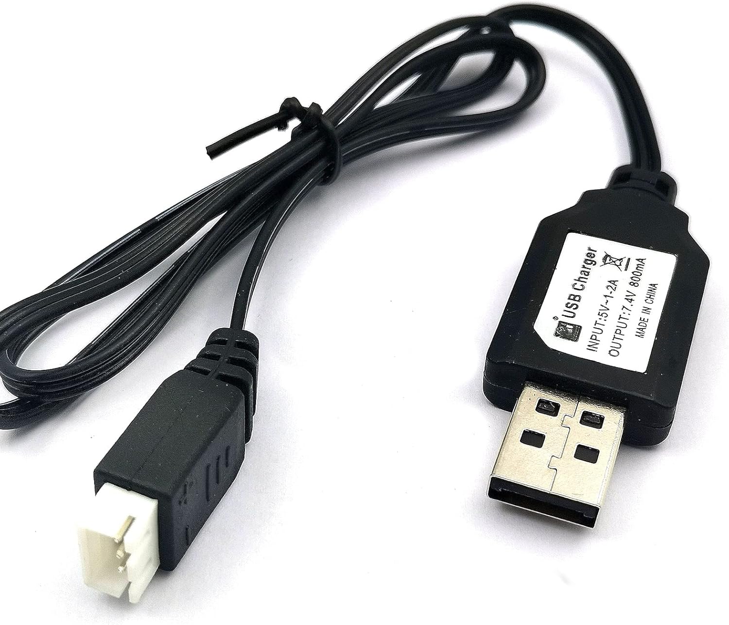 DEVMO 2pcs USB Charger Cable 1A with XH-3P Connector Compatible with Hosim Q903 Q905 Axial SCX10 2S 7.4V LiPo Battery RC Car Rock Crawler FPV Drone Quadcopter