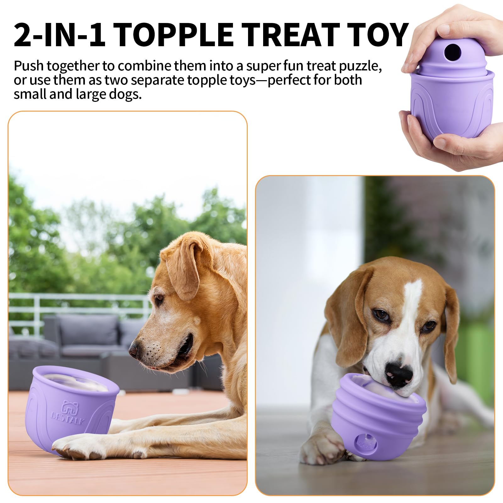 Leckerli-Spender Hundespielzeug, Topple Langanhaltendes Interaktives Puzzle Kauspielzeug für Hunde, Stuffable Dog Enrichment Frozen Lick Treat Toy für Langeweile, BPA-freies Silikon