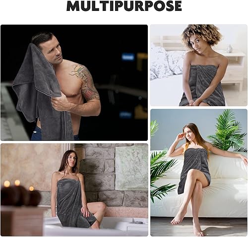Miniatura 9 de KinHwa Toalla de baño de microfibra grande, toalla de baño absorbente, toallas de baño suaves, tamaño grande para mujeres y hombres, ideal para spa,