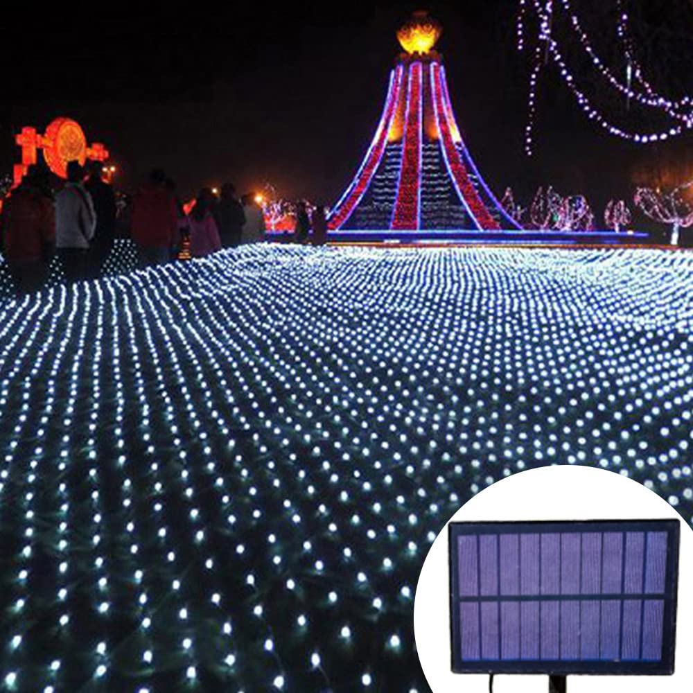 Guirlande Lumineuse Exterieure Solaire, 192 LED 3x2M Guirlande Lumineuse 8 Modes Guirlande Solaire Extérieur de Filet, Guirlande Guinguette pour Jardin, Maison, Terrasse