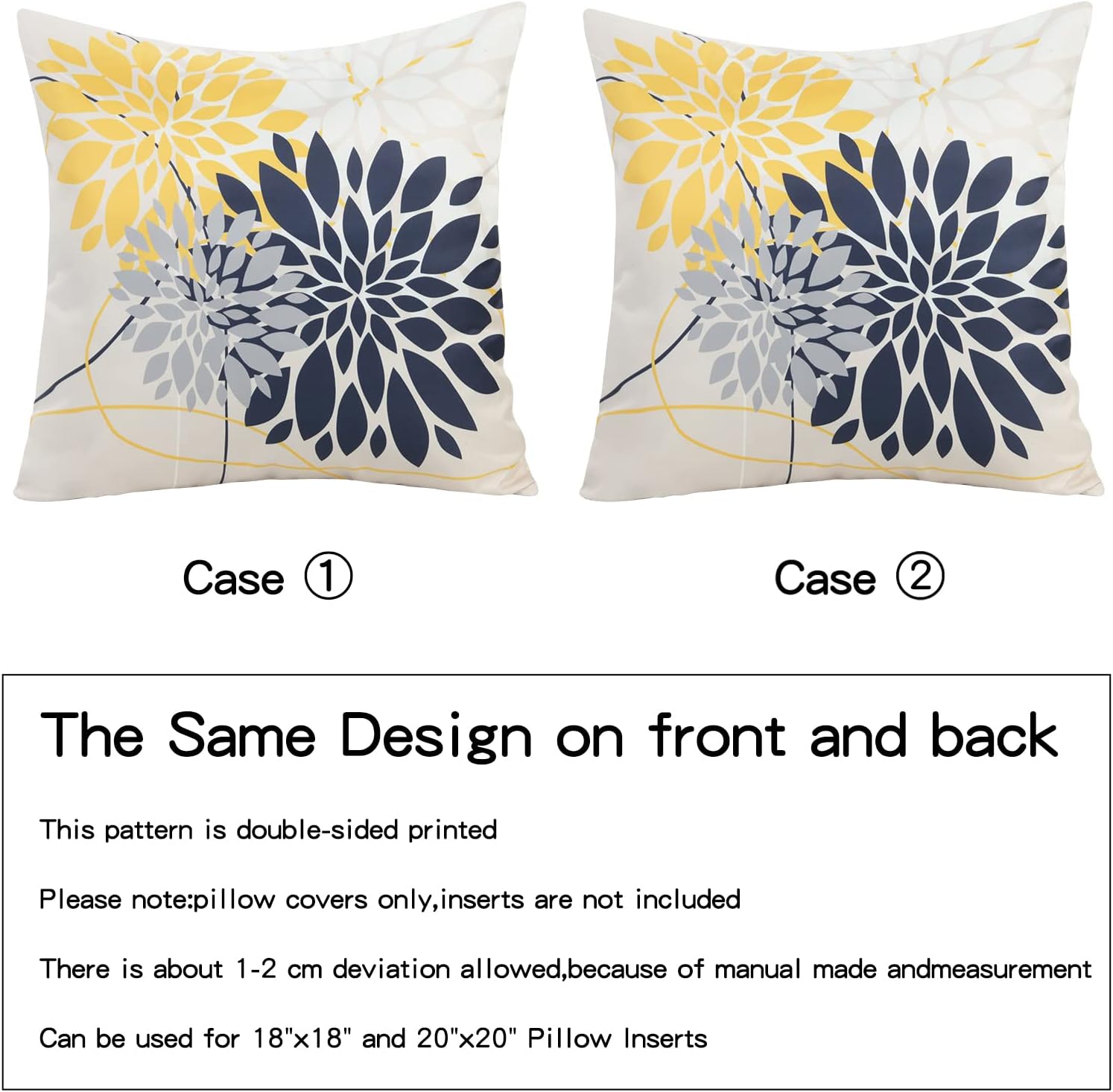 Pyonic Outdoor Throw Pillow Covers 18x18 Waterproof Pillow Covers Geometric Flower Pillow Case Farmhouse Summer Square Cushion Cover for Patio,Garden,Balcony,Set of 2 (Yellow, 18 x 18-Inch)