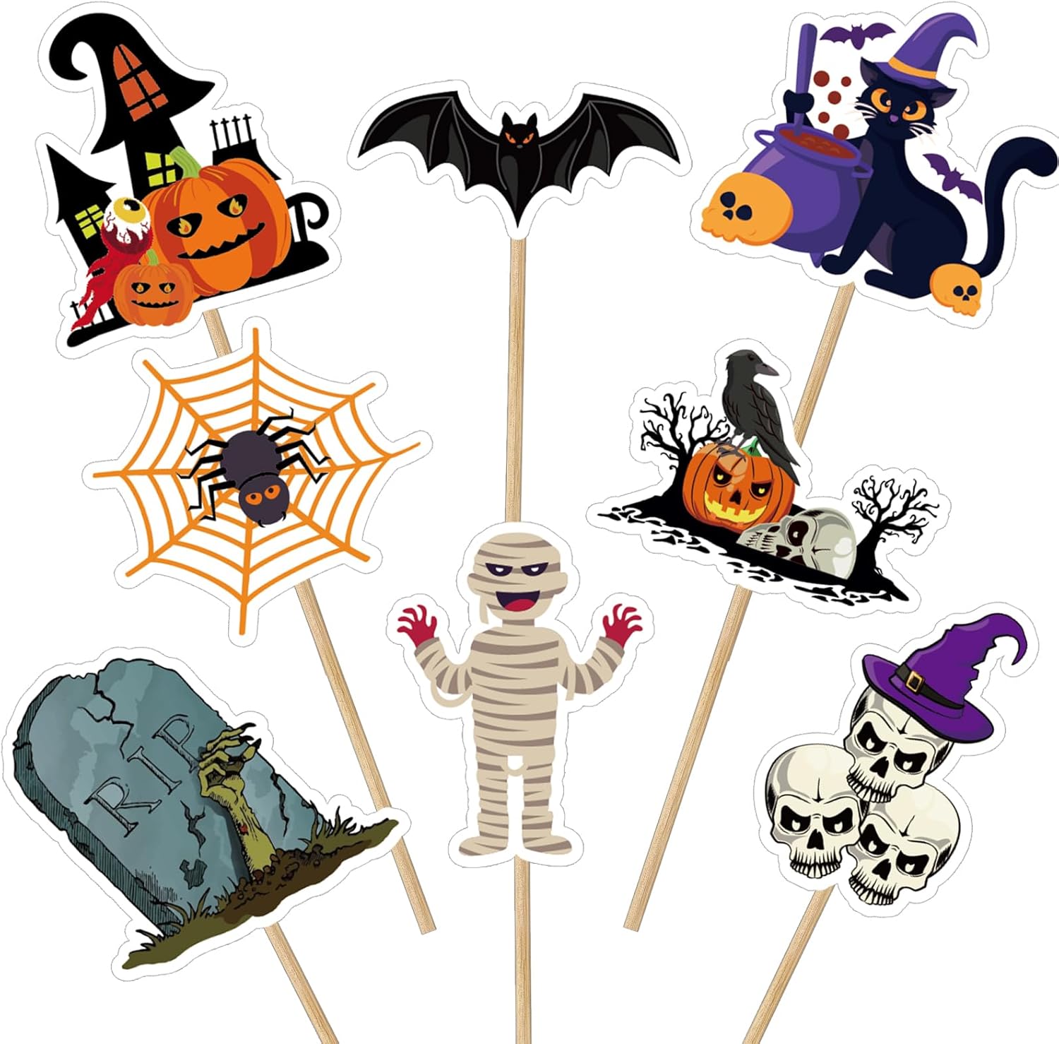 Yoomod 96PCS Halloween Cupcake Toppers Picks Halloween