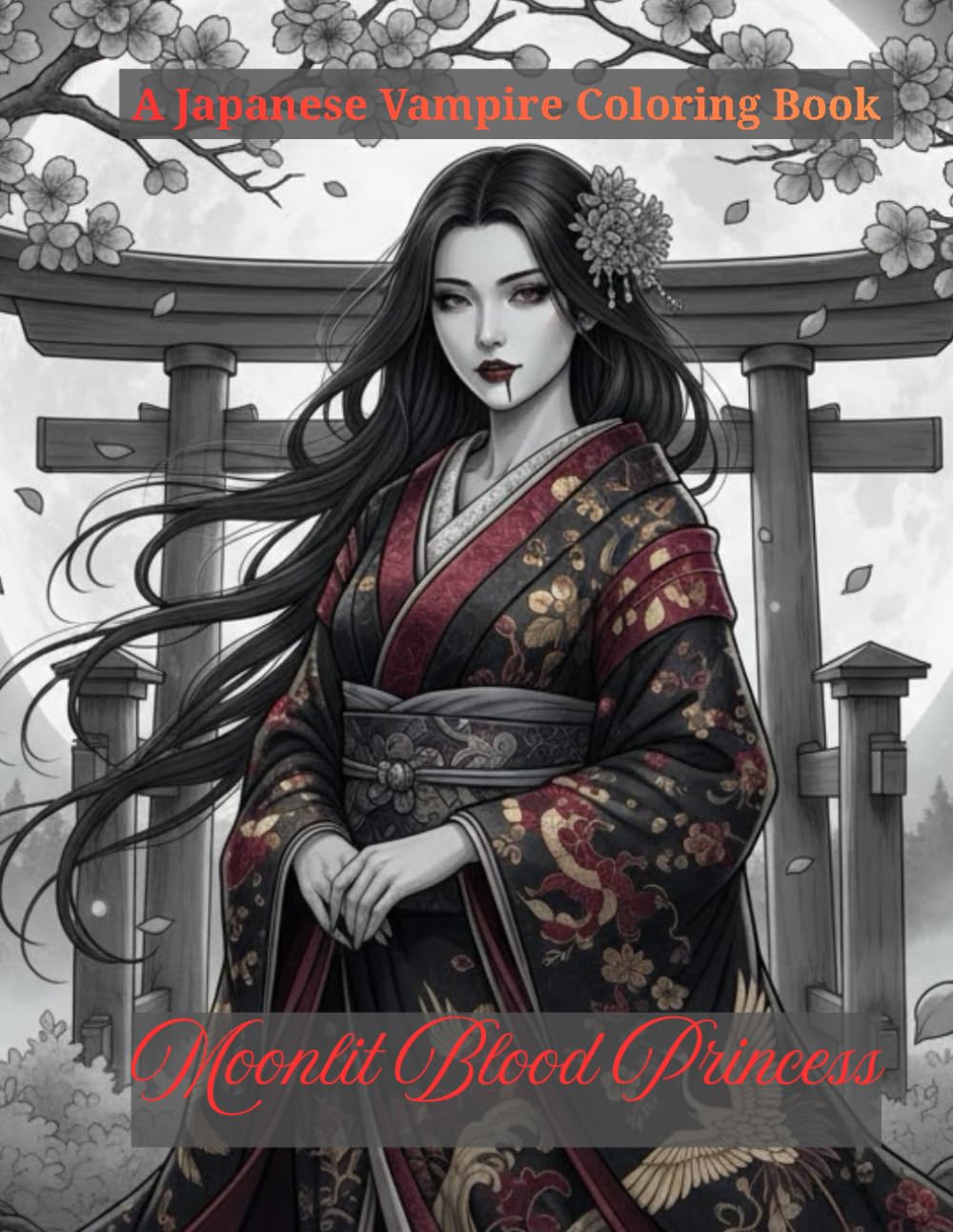 A Japanese Vampire Coloring Book: Moonlit Blood Princess