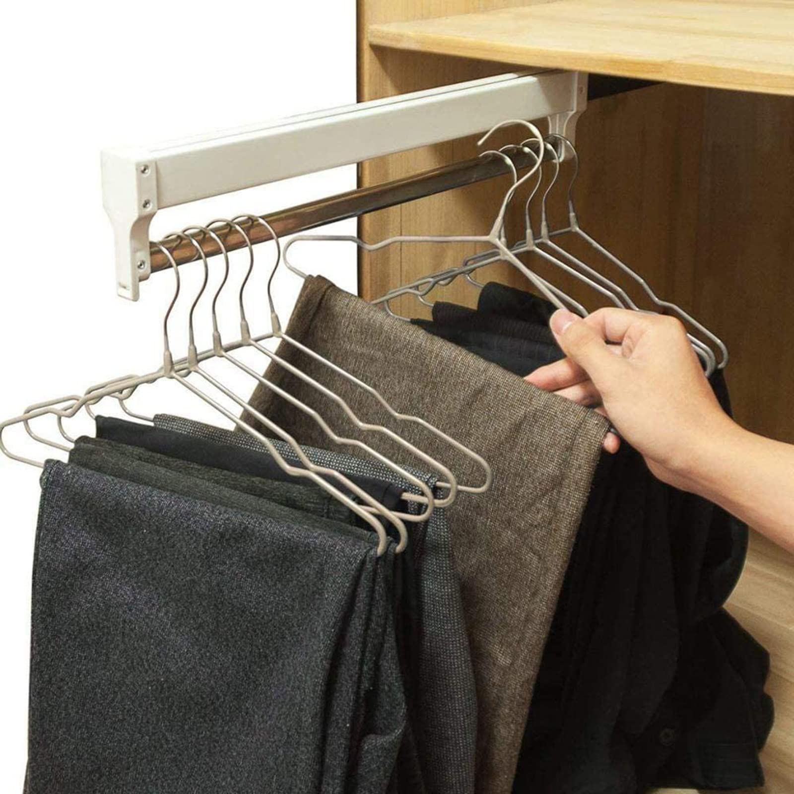 Barre de penderie télescopique coulissante 30-60 cm, Barre de penderie, Barre à Pantalons pour la Maison, Rail Coulissant en Alliage d'aluminium (Taille : 350 mm/13,7 Pouces)
