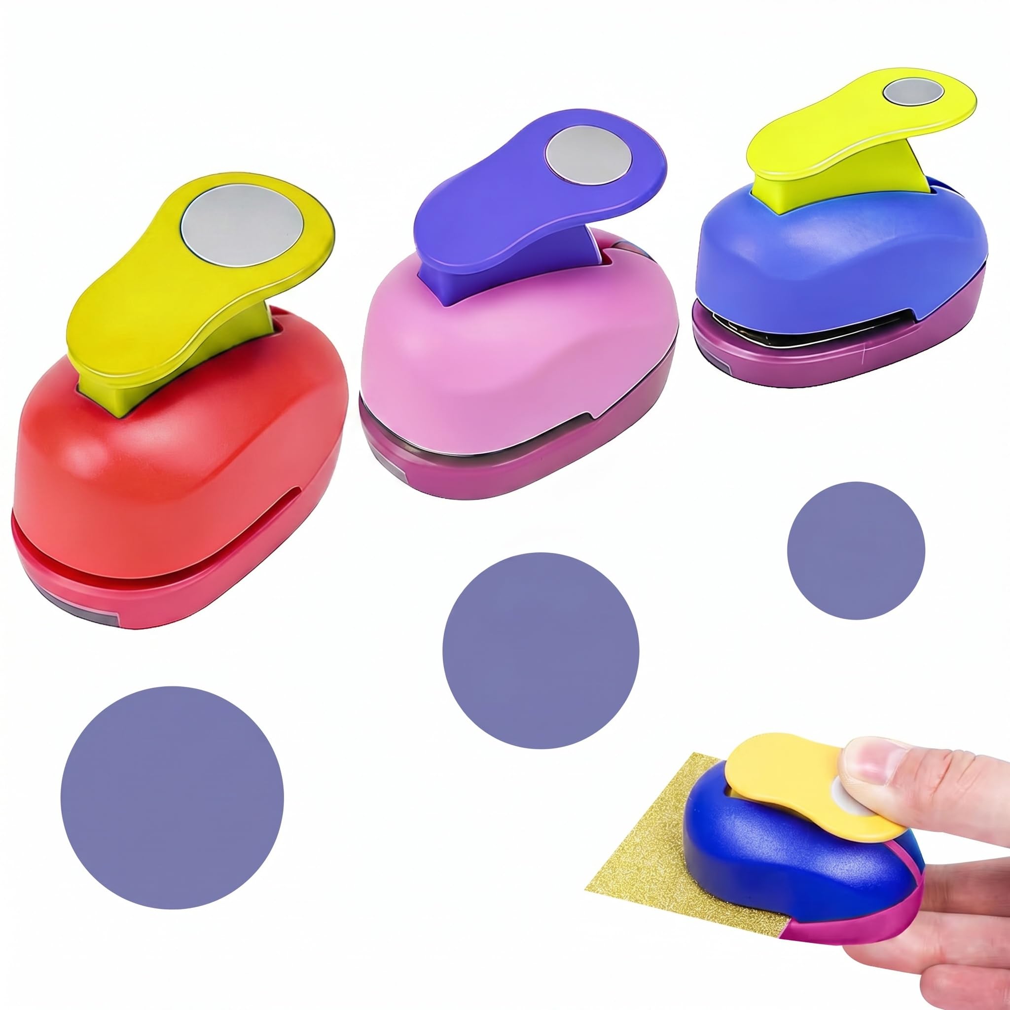 3 Pack Circle Punch Set, 25mm 15mm 10mm Paper Round Hole Scrapbook
