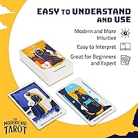 Vista 6 de Baraja de cartas de tarot moderna con guía de 194 páginas y 78 cartas de tarot basadas en Rider-Waite, perfecta para principiantes y expertos, tarot