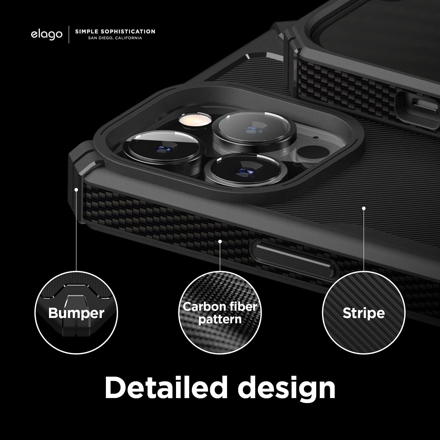 elago Armor Compatible with iPhone 13 Pro Max Case 6.7 Inch - US Military Grade Drop Protection, Heavy-Duty Protective Case, Carbon Fiber Texture, Tough Rugged Design, Shockproof Bumper Cover (Black)