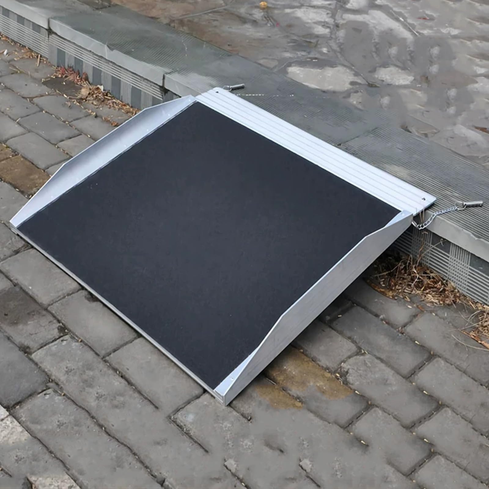 Rampas para Silla de Ruedas de Aluminio, Rampa de Transición, 73x61cm, con Asa y Hebilla, Capacidad de 300 kg, para Motocicletas, Carretillas y Sillas de Ruedas