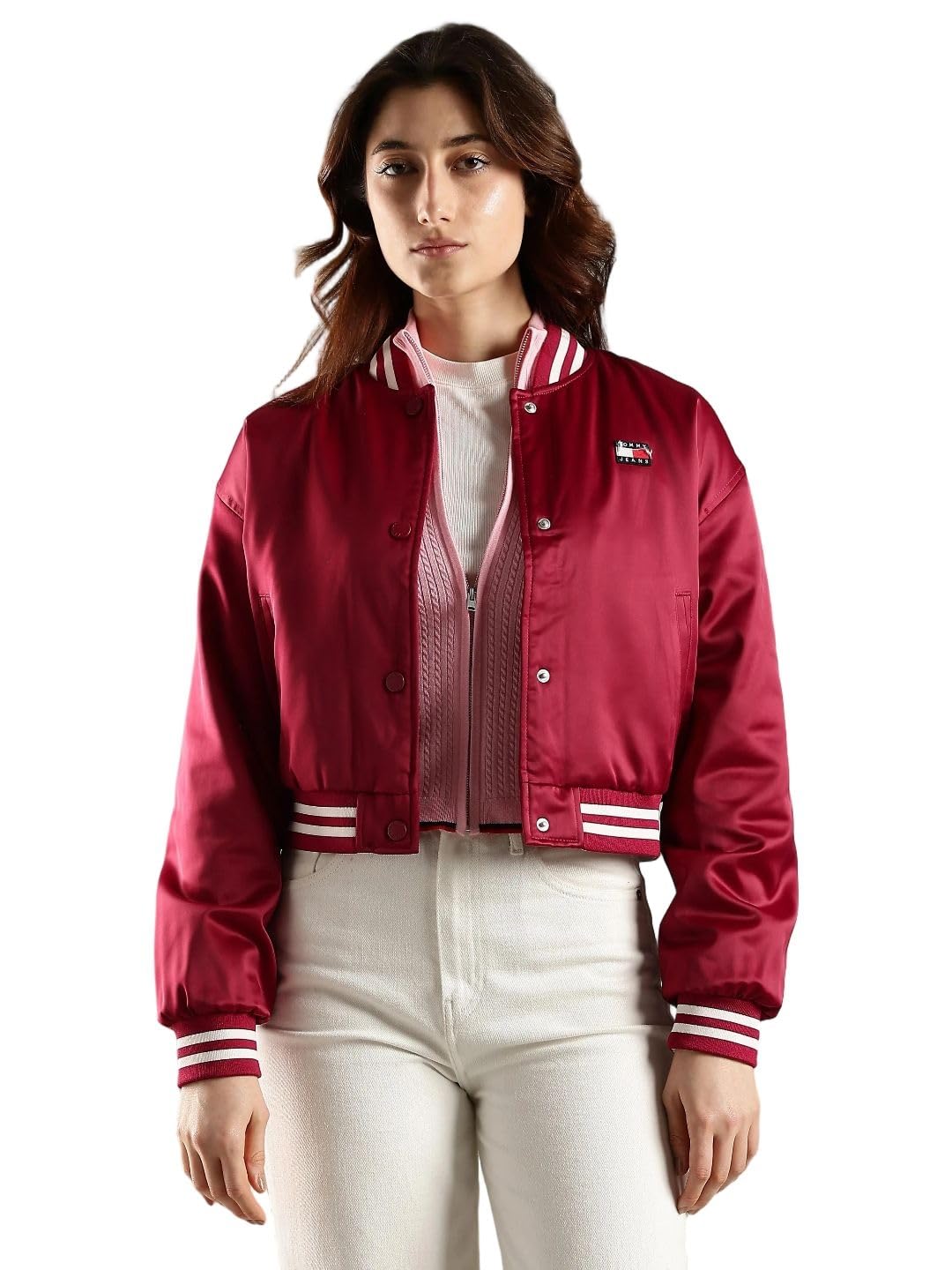 Regular fit polyester baseball collar bomber jacket-image-2