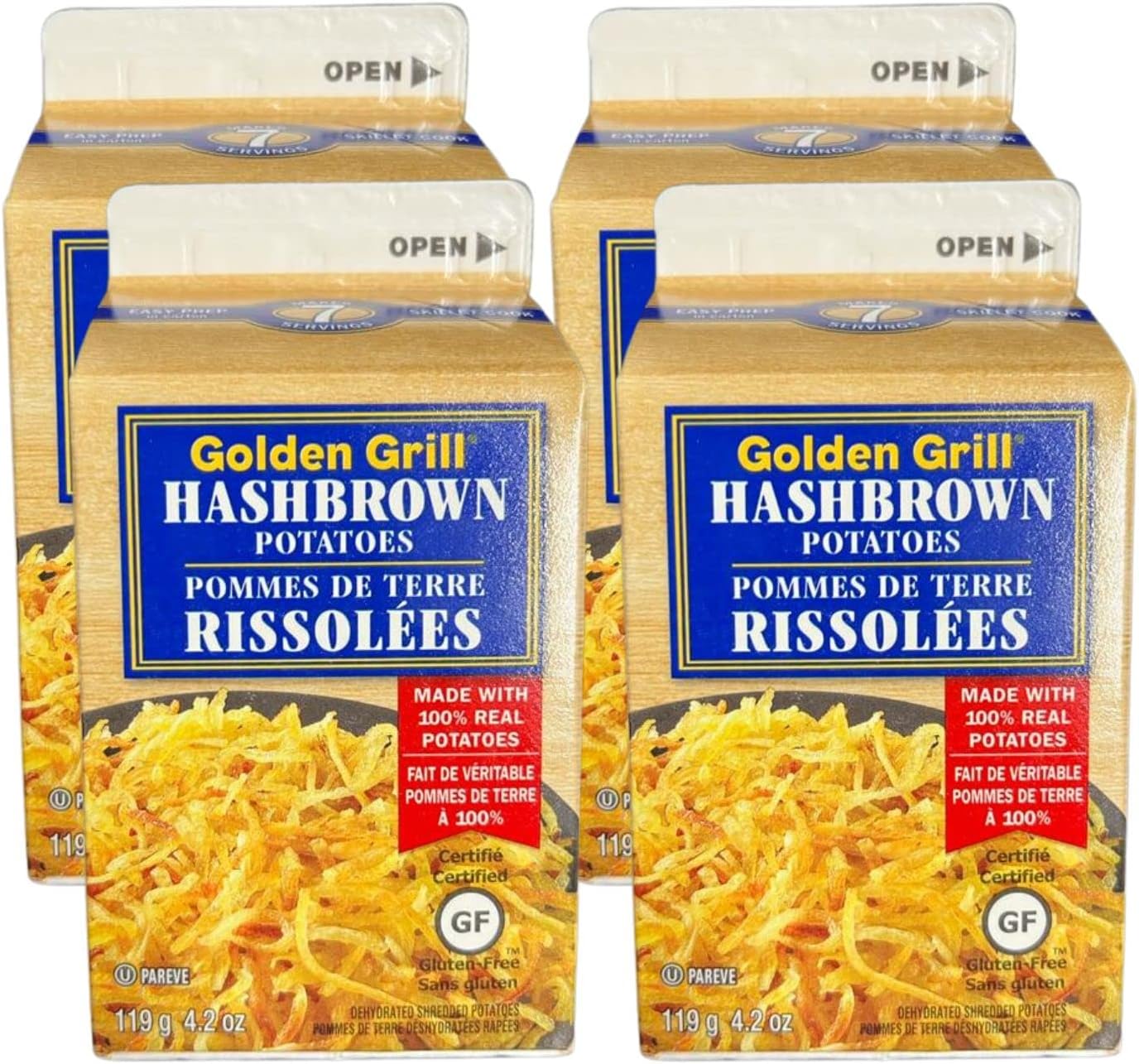 Golden Grill Hashbrown Potatoes Gluten Free, 119g/4.2oz (Pack of 4