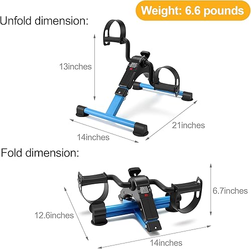 Miniatura 7 de Mini bicicleta de ejercicio con pedal plegable, portátil, para debajo del escritorio, con pantalla LCD para entrenamiento de brazos y piernas