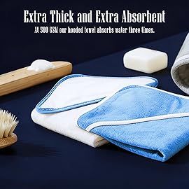 BAMBOO QUEEN 2 Pack Baby Bath Towel - Rayon Made from Bamboo, Ultra Soft Hooded Towels for Kids - X Large Size for 0-7 Yrs (White and Navy Blue, 37.5 x 37.5 Inch)