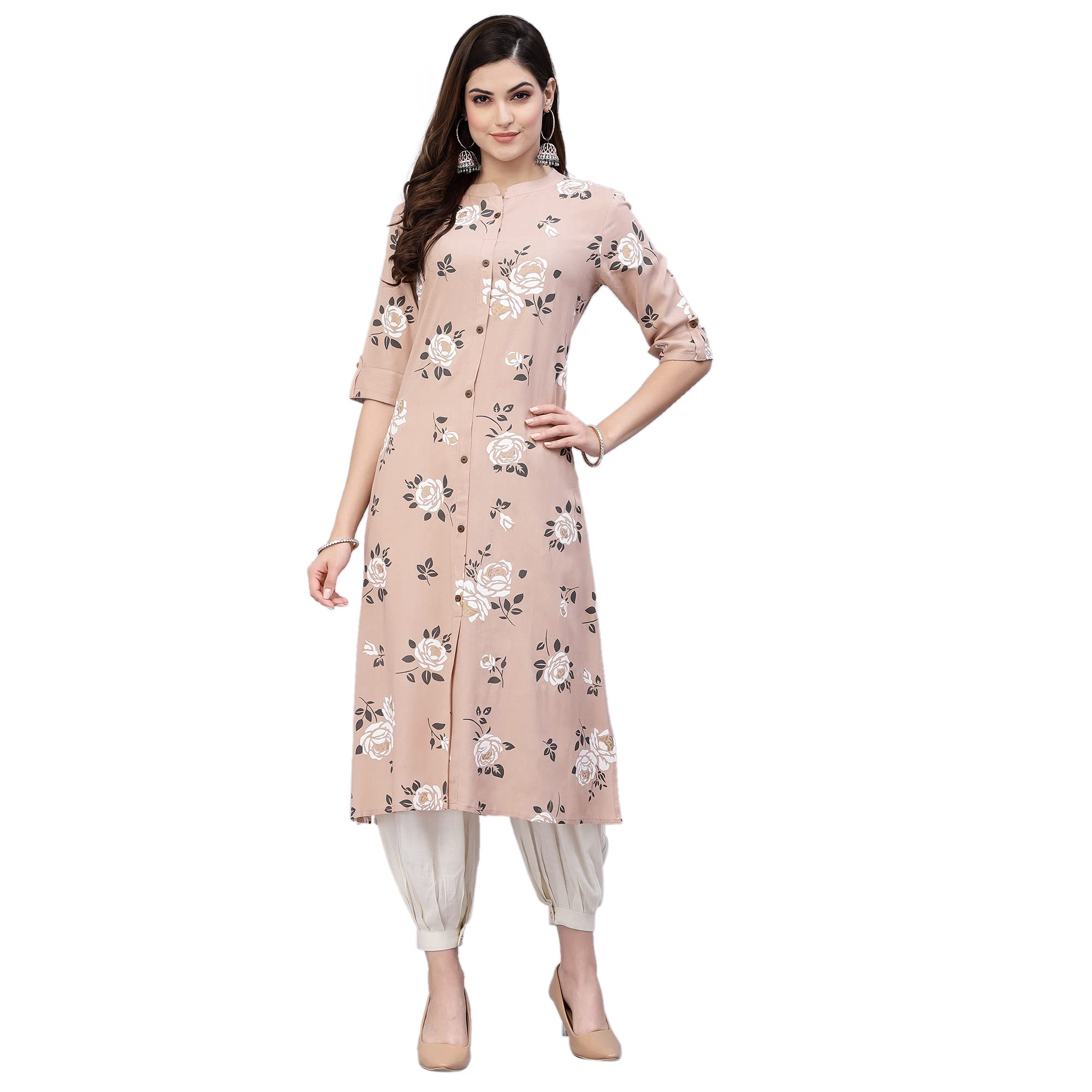 Stylum Women's Floral Printed Rayon A-Line Kurta