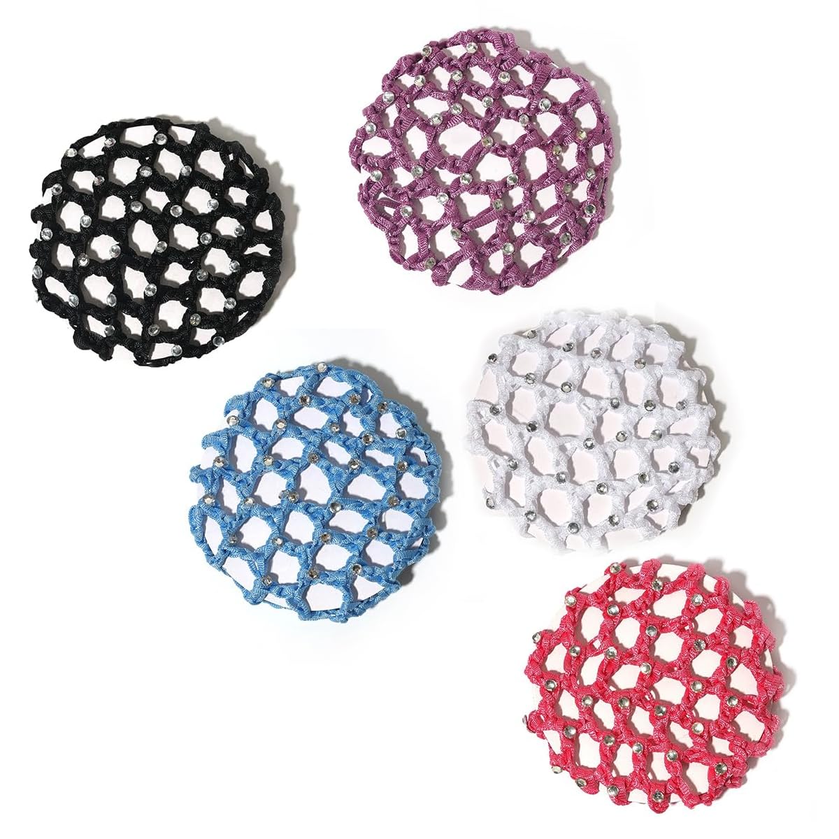5 Pezzi, Retina per Capelli Chignon, Bambina con Perline, Ballet Bun Net, haarnetz, Accessori per i Capelli,con Strass