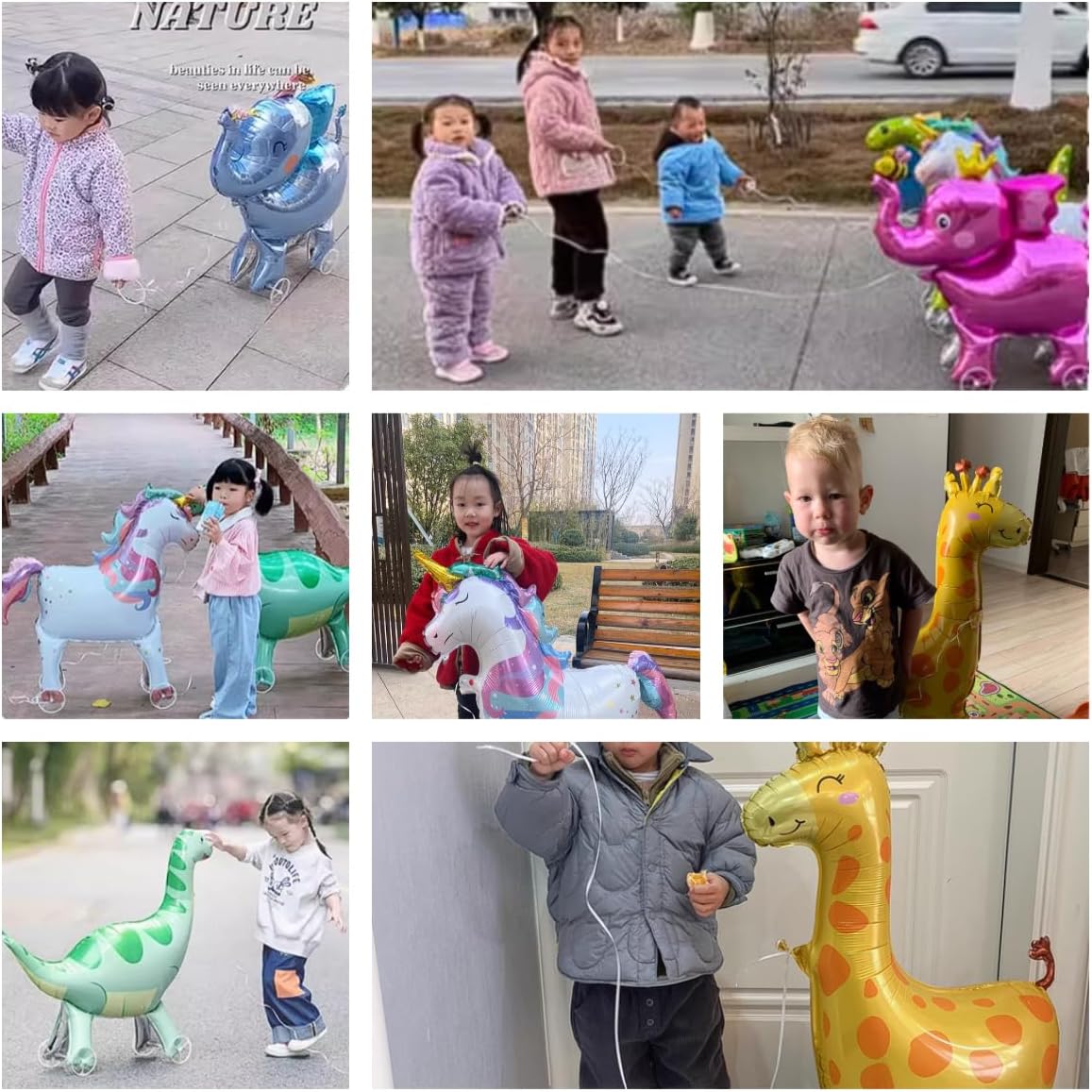 4 PCS Self Standing Large Dinosaur Balloon walking with Wheels Theme Kids Birthday Party (Type B)