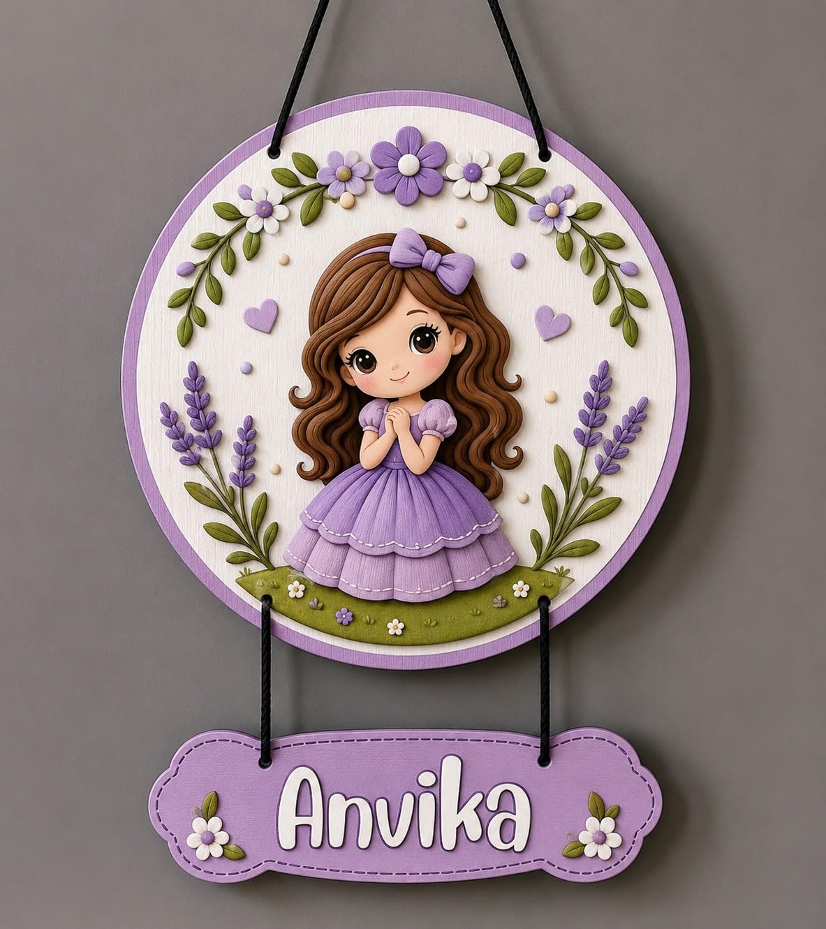 Personalized Kids Room Name Plate for Girls | Custom Wooden Door & Wall Hanging with Name | Princess Theme 3D UV Printed Nameplate | 5mm Wood | 18 x 10 Inch | Birthday & Return Gift for Girls-picture-16