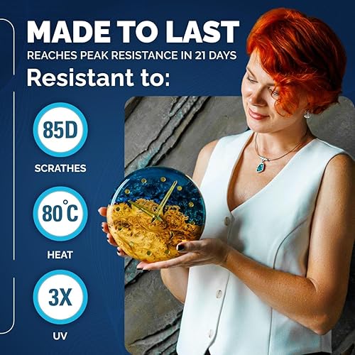 Miniatura 4 de CRAFT RESIN Kit de resina epoxi transparente de 51 onzas, seguro para alimentos y resistente a los rayos UV, mejor para bricolaje, arte, mesa de