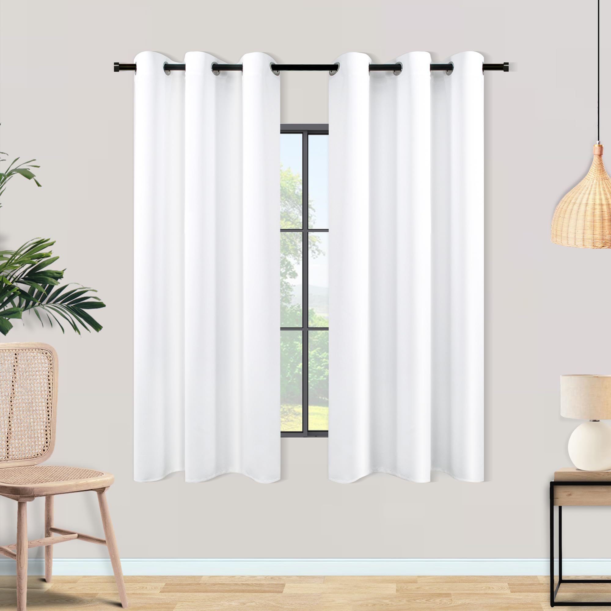 Mrs.Naturall Winter Curtains for Bedroom 2 Panels Set Grommet Heavy Short Blackout Small Window Insulating Curtains for Living Room Bathroom Kids Nursery 42 x 54 Inch Length — image 1