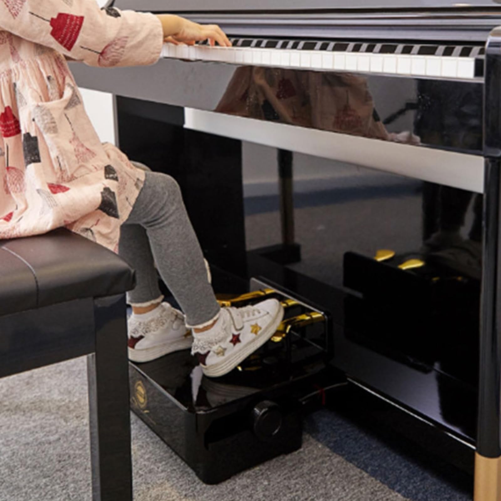 Pedale per Pianoforte per Bambini Regolabile con Tre Leve Rialzate Poggiapiedi Supporto Struttura Robusta E Acciaio Inossidabile Adatto a Pianoforti Verticali Casa Scuola