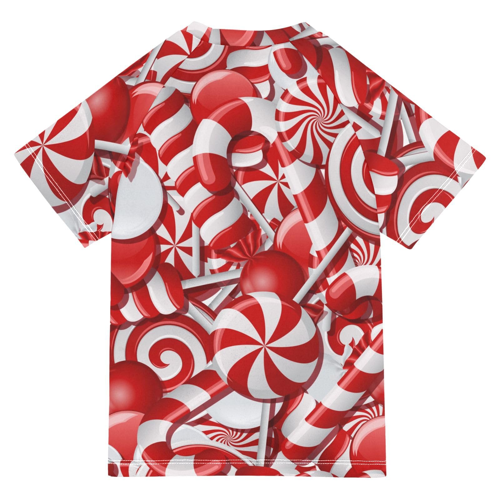 Aflyko Christmas Boys' Swim Shirt Xmas Candy Rash Guard Beachwear Sun Protection Fishing Hiking Camping Surfing Swimming Toddler Infant Summer Daily T-Shirt, 4T Multicoloured