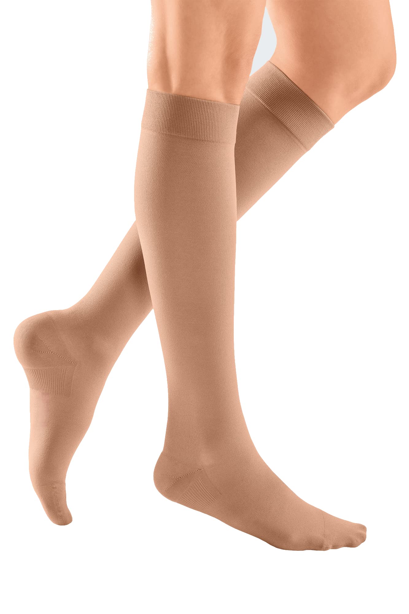 medi Duomed basic Kniestrümpfe mit Spitze Unisex | Kurz | Kompressionsstrümpfe CCL2 für Damen und Herren | Caramel | Größe IV