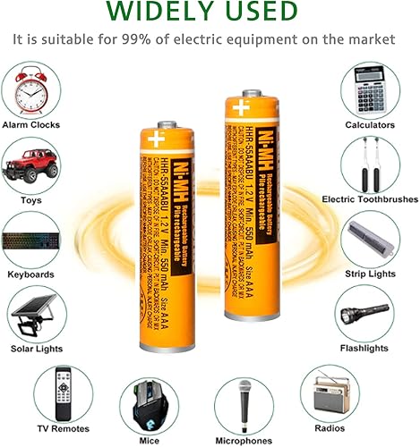 Miniatura 7 de Paquete de 6 pilas recargables HHR-55AAABU NI-MH AAA de 1,2 V para Panasonic 550 mAh batería para teléfonos inalámbricos