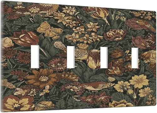 Miniatura 83 de Cubierta de interruptor de luz de palanca doble de 2 cuadras, color rosa, hongos, flores, placa de pared, placa frontal eléctrica, retro, años 70,