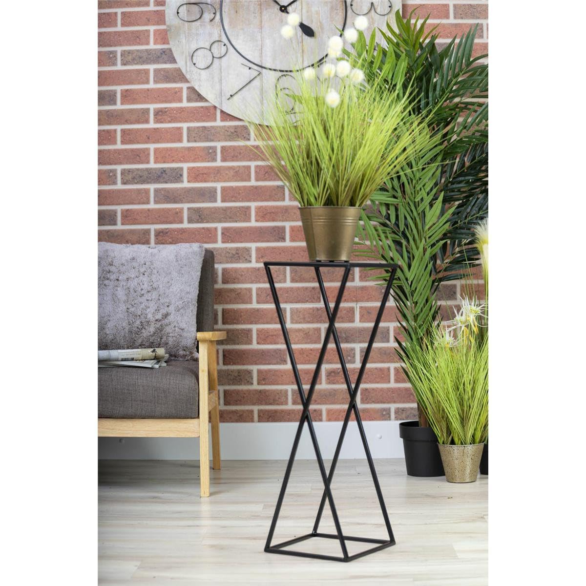 Blumenständer Metall Schwarz 70 cm Hoch - Solider und Robuster Blumenhocker Metall - Pflanzenständer im Loft Stil für die Dekoration in Wohnzimmer