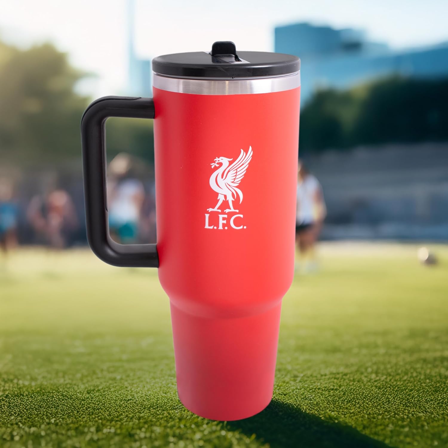 Hy-Pro Officially Licensed Liverpool 40oz/1.18 L Thermal Flask & Handle - Metal Water Bottle with Straw, Portable Water Bottle for Sports & Daily Use - Stainless Steel Design