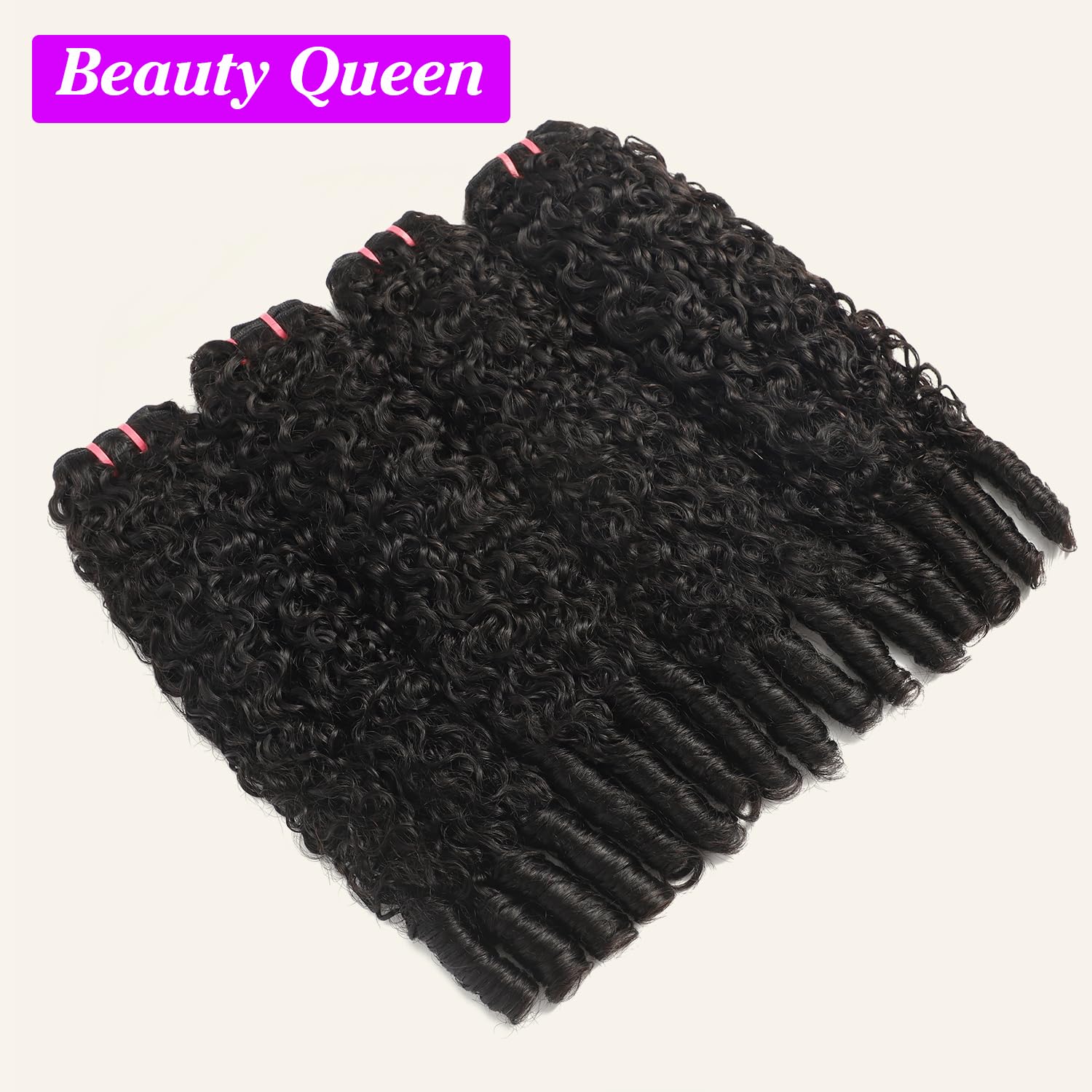 Beauty Queen 16A Burmese Curly Human Hair Bundles 24 26 28 Inch 100% Unprocessed Virgin Weave 3 Bundles with Spiral Curl End Thick Long Remy 3C4A Hair Extensions for Women Natural Black - Image 4