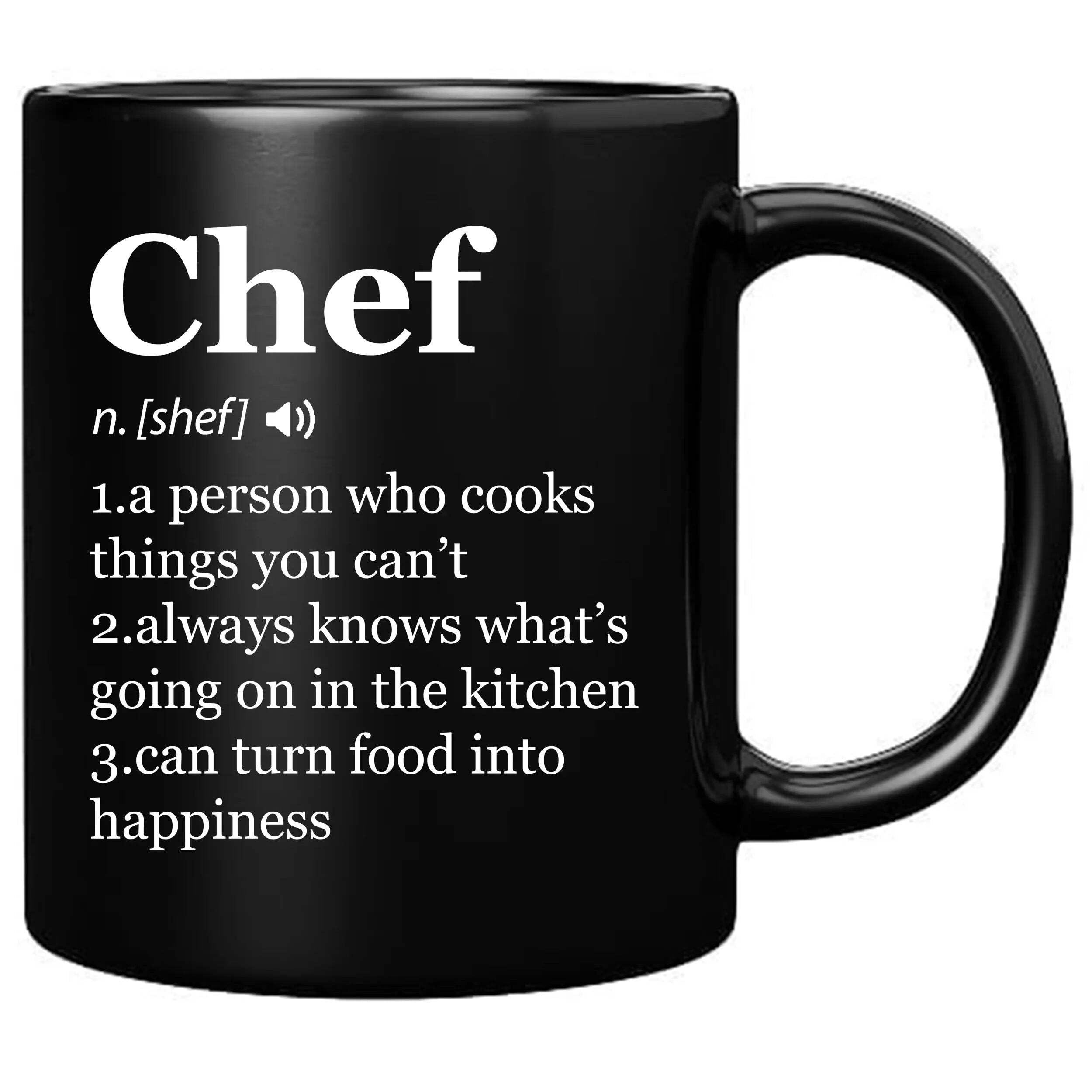Panvola Chef Definition Mug Chef Gifts Cook Sous Chef Pasty Baker Baking Baking Gifts Culinary Student Teacher Head Chef Cooking Lovers Ceramic Mug (Black, 11 Ounces)