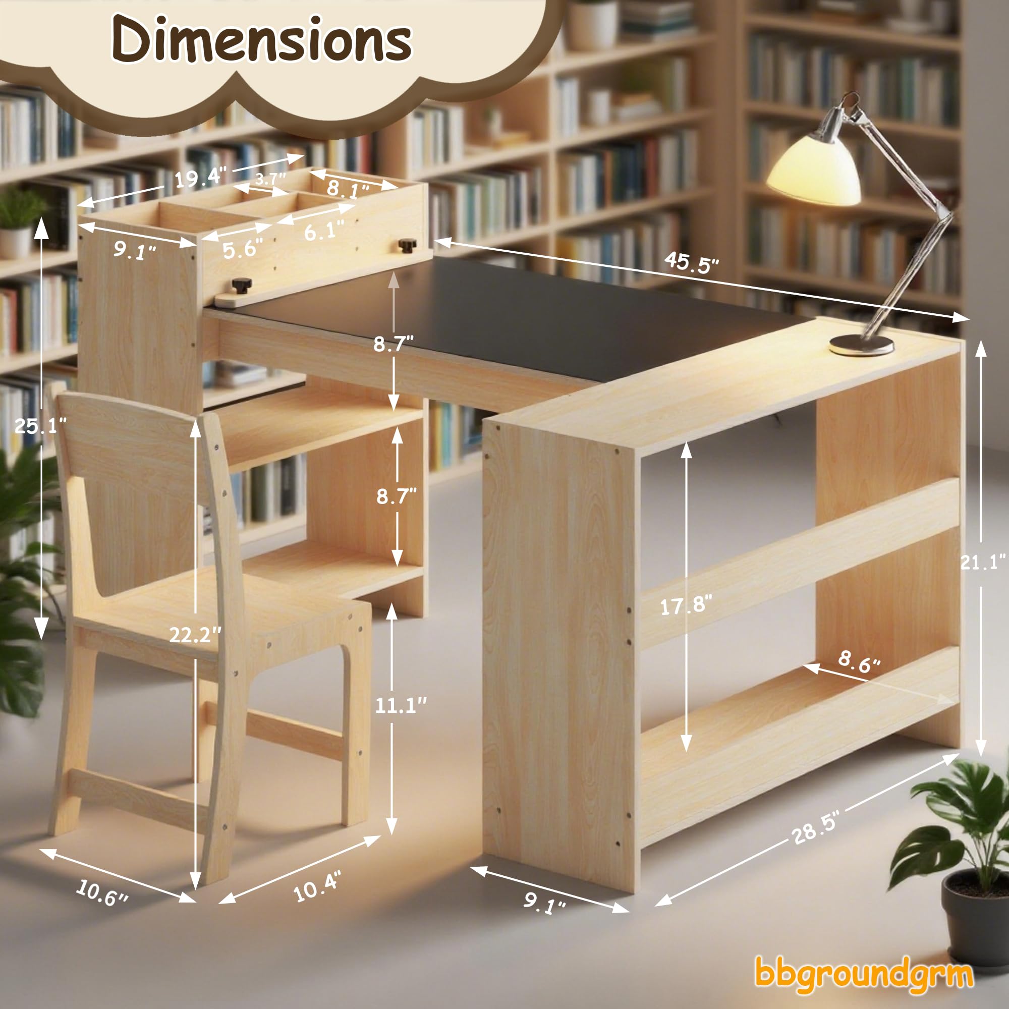 Juego de mesa de arte para niños y 1 silla, mesa de manualidades para niños con rollo de papel y almacenamiento, juego de madera ajustable en altura para niños pequeños, escritorio de 2