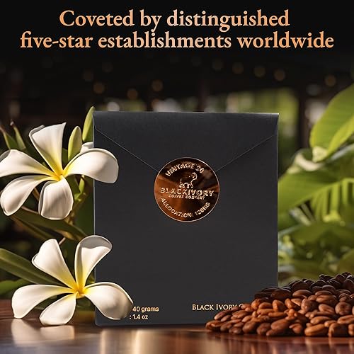Miniatura 11 de Black Ivory Coffee – El café más raro y caro del mundo. Café fresco y exótico tostado entero hecho de 100 % Arábica, naturalmente refinado por