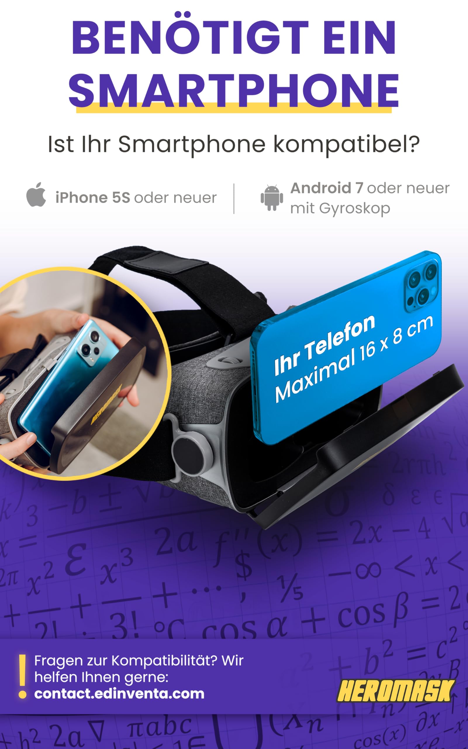 Heromask 3-in-1 Lernbundle – Sprachen, Mathematik & Geschichten in VR und Hologrammen | 2-in-1 Set mit VR-Headset + Hologrammpyramide | Originelles Geschenk für Kinder 5–12 Jahre