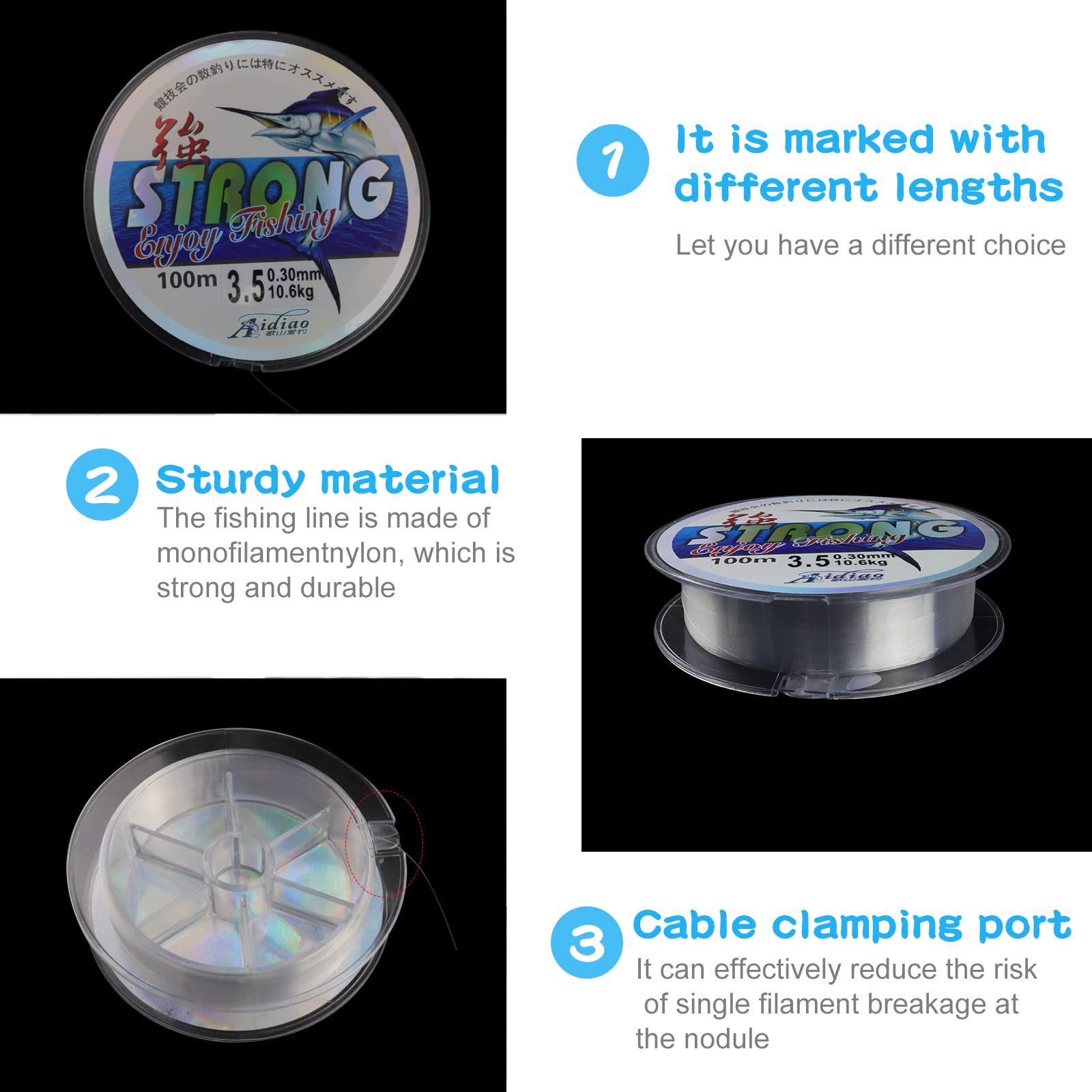 5 rollos de hilo de nailon, 100 m, monofilamento fuerte, diámetro de 0,1 mm, 0,2 mm, 0,3 mm, 0,4 mm, 0,5 mm, para pulseras de perlas de Predatory Fishing DIY
