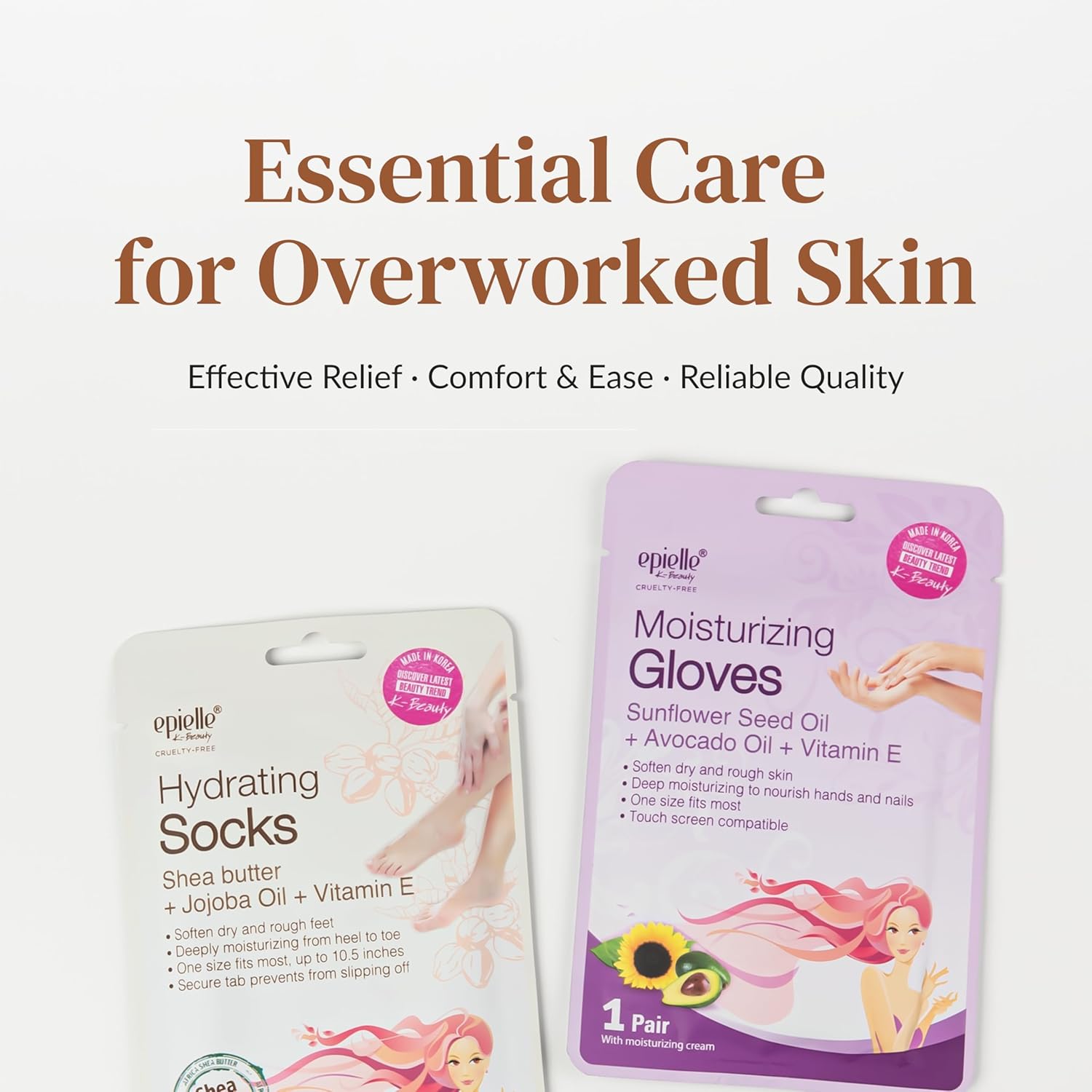 Epielle Moisturizing Foot Mask 6 Pairs, Soften with Sunflower Seed Oil & Vitamin E, Deep Moisturizing Socks for Dry, Cracked Feet, Self Care Gifts for Women, Spa Kit, Stocking Stuffers - Image 7