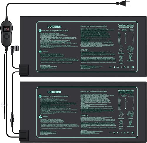 Miniatura 22 de LUXBIRD Paquete de 6 alfombrillas térmicas de plántulas de 30 W de 10 x 20.75 pulgadas con controlador de termostato, idea para inicio de semillas