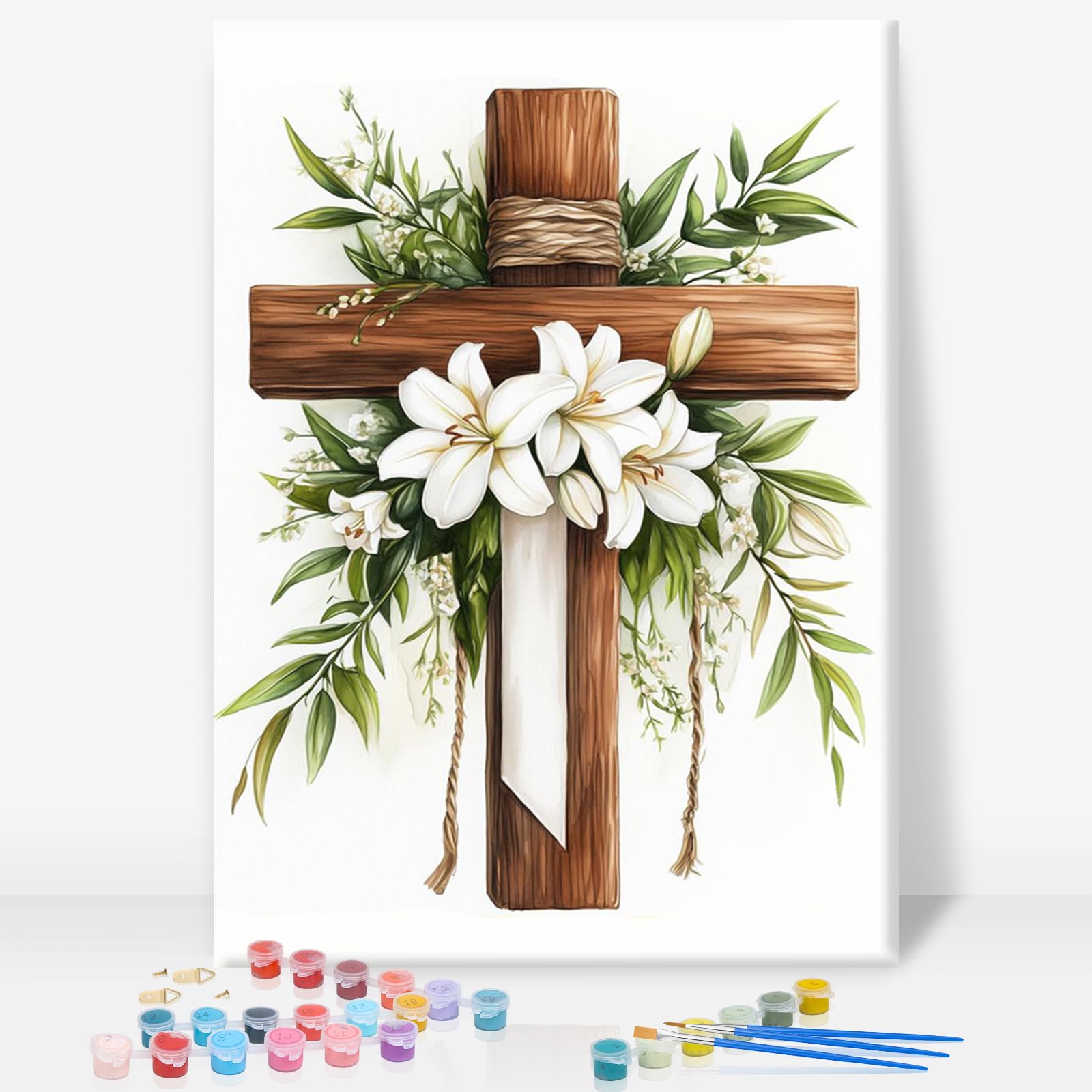 Paint by Numbers for Adults with Frame, Cross Painting Kit, 8x12 Inch