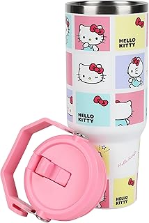 Bioworld Hello Kitty Character Squares White 40 Oz Stainless Steel Tumbler