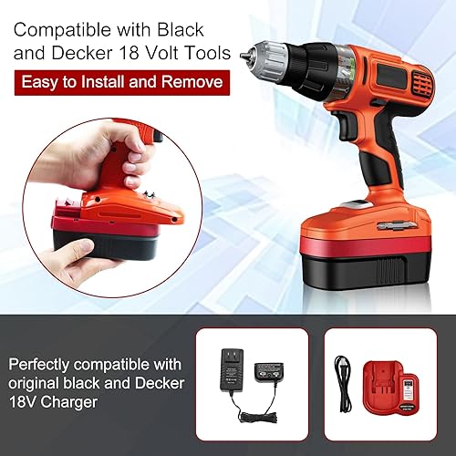 Miniatura 4 de Paquete de 2 baterías de repuesto HPB18 Ni-Mh de 3.6 Ah para Black and Decker de 18 V, HPB18 HPB18-OPE, compatible con batería Black Decker,