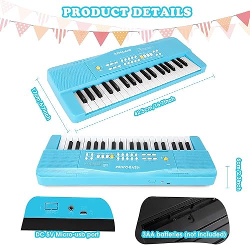 Miniatura 7 de Teclado de piano de juguete para niños, juguetes de piano mejorados para niñas de 3, 4, 5, 6, 7, 8 años, piano para principiantes, piano eléctrico