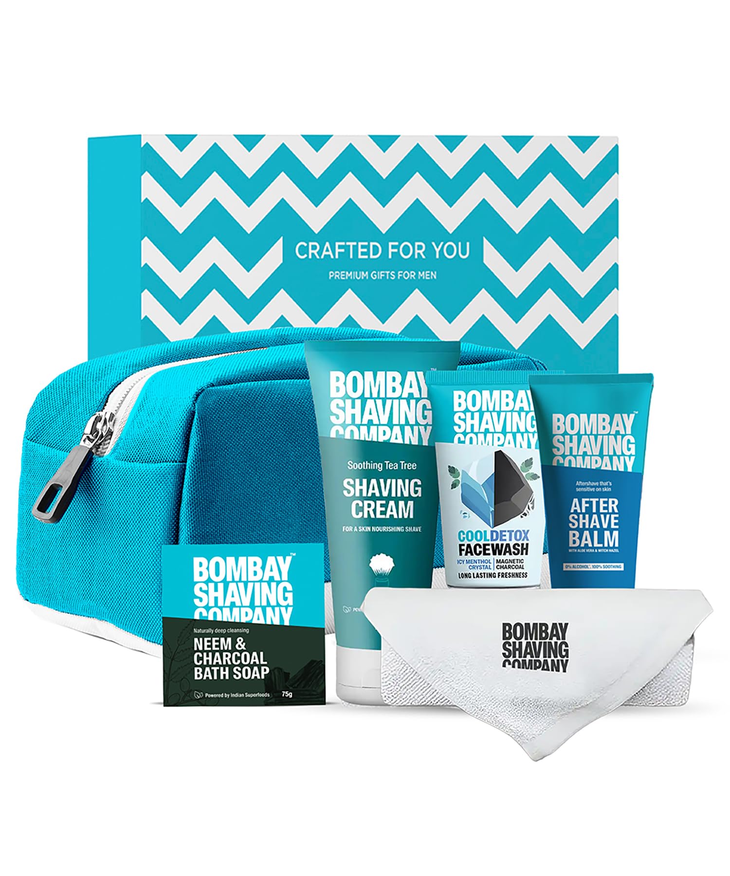 Bombay Shaving Company Premium Shaving Kit For Men | Charcoal Face Scrub, Charcoal Shaving Cream, Post Shave Balm, Neem & Charcoal Bath Soap, Face Towel | Travel Bag | Shaving Kit | Travel Kit For Men-image-29