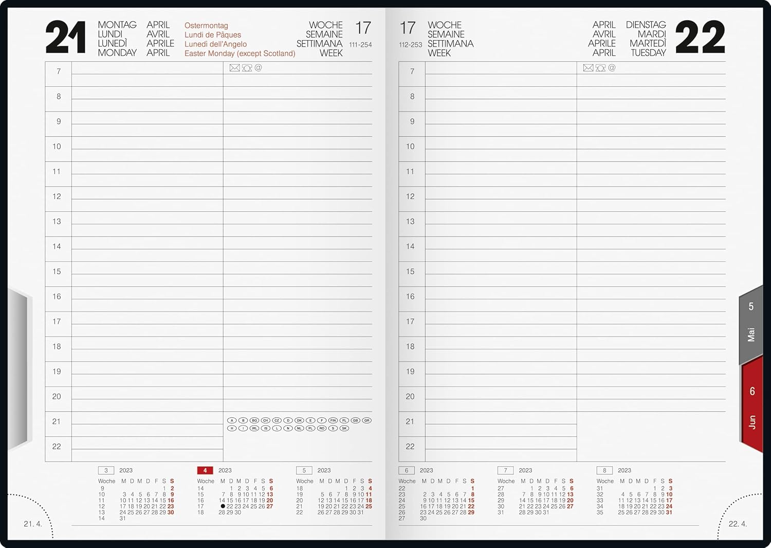 rido/idé Roma 1 2023 Daily Calendar Sheet Size 14.2 x 20 cm Dark Blue