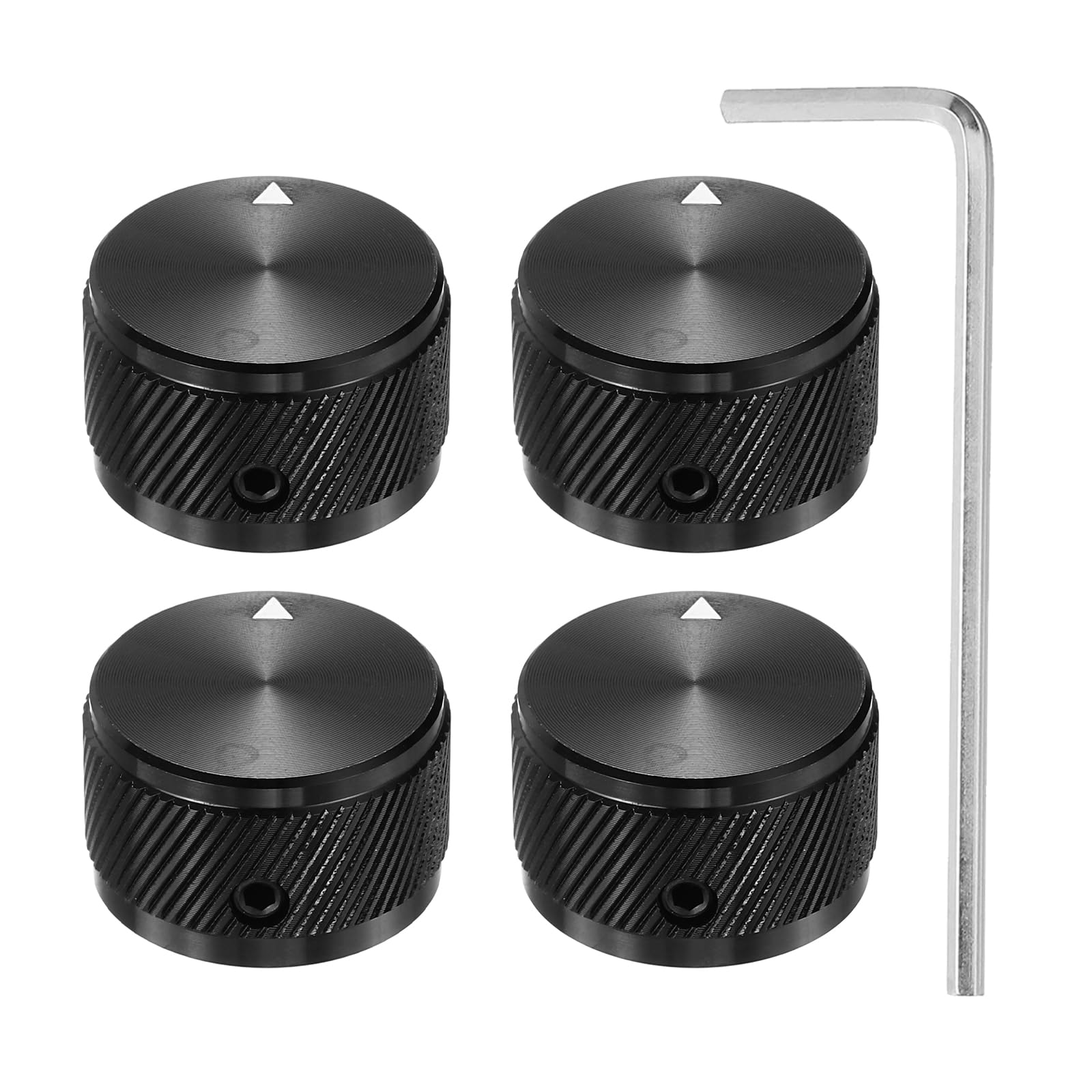 sourcing map 4 Pcs Aluminium Potentiometer Knobs, 1/4" (6mm) Universal Volume Tone Control Knobs for Guitar, Bass, Twill 5/8" Black