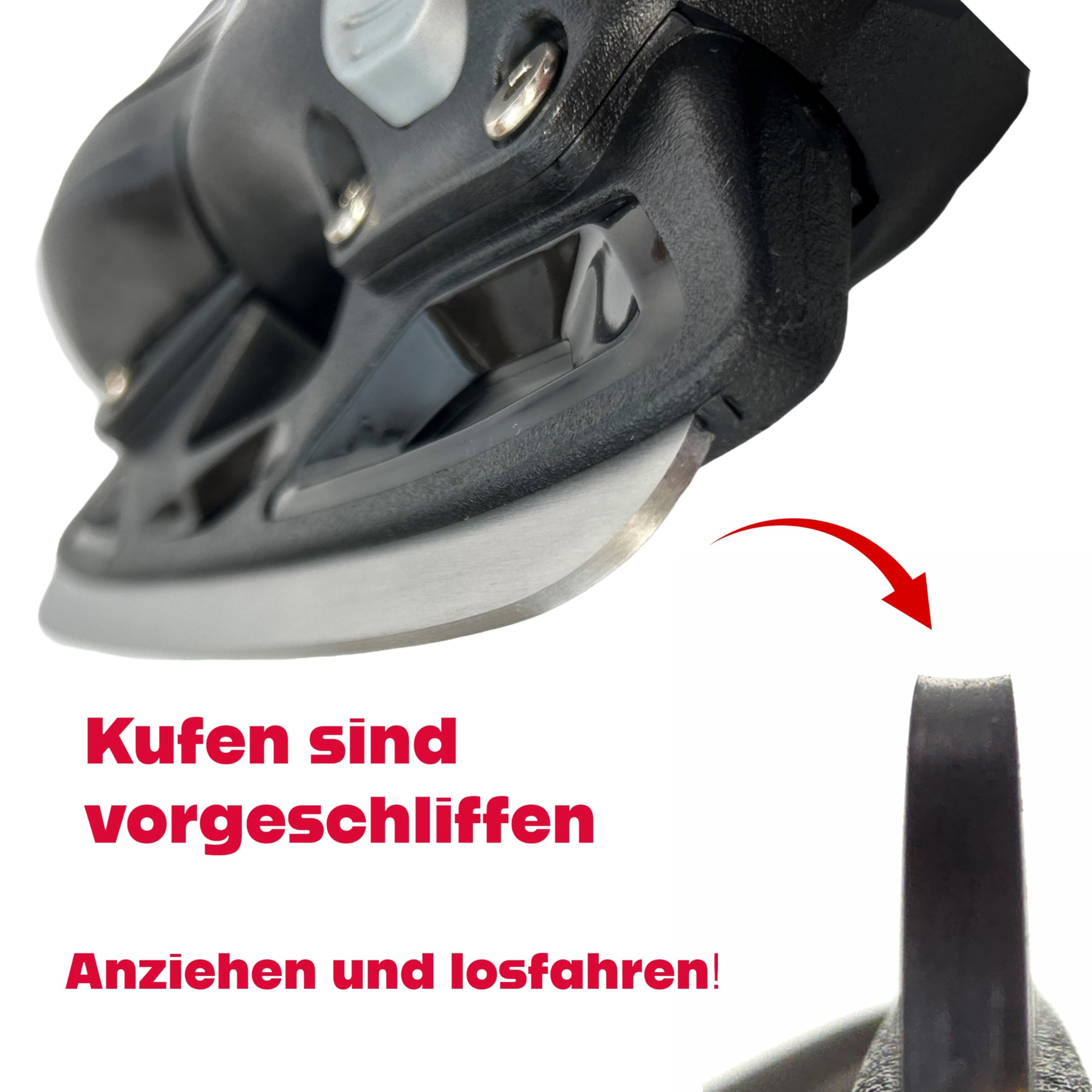 Cox Swain verstellbare Schlittschuhe Black Ice, Eislaufschuhe für Kinder, Jugendliche und Erwachsene bis 100KG, vorgeschliffene Edelstahlkufe, Softboot, Black Gr. S (33-36)