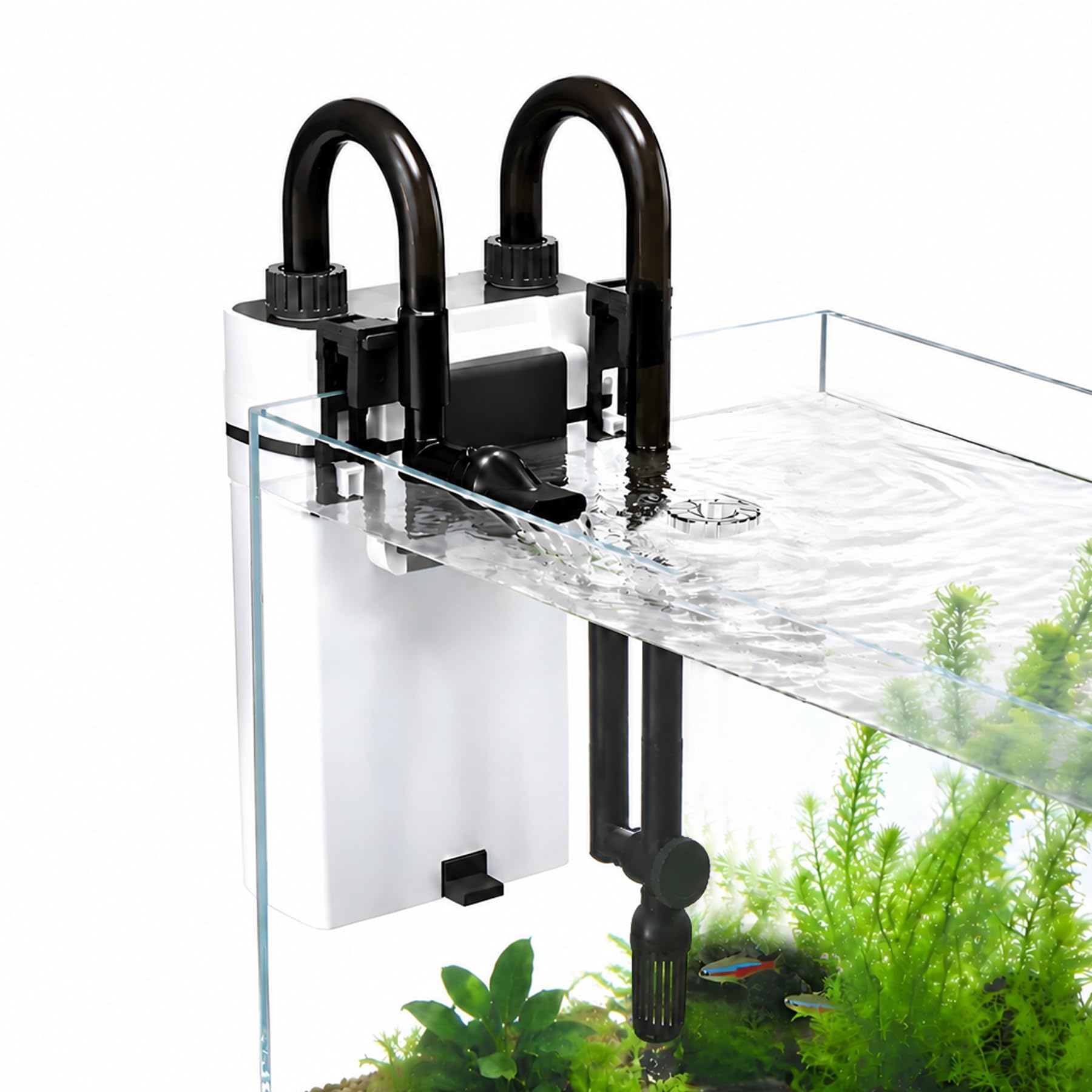 Aquariumfilter für 10-40 Gallonen Aquarium, leiser Hang On Back Kanister Filter mit 3-stufiger Filtration, Oberflächenskimmer Außenfilter für Süßwasserfische & Schildkrötenbecken
