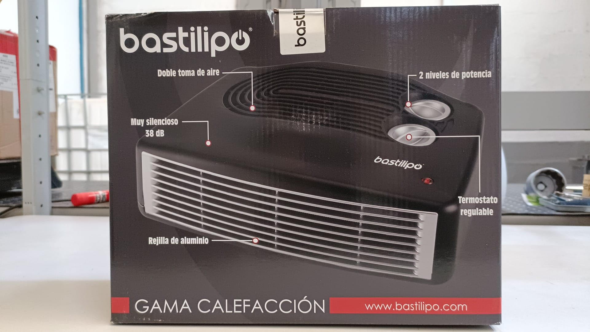 Termoventilador horizontal premium negro, 1000/2000W, termostato, silencioso (58dB) - Modelo: THP-2000N
