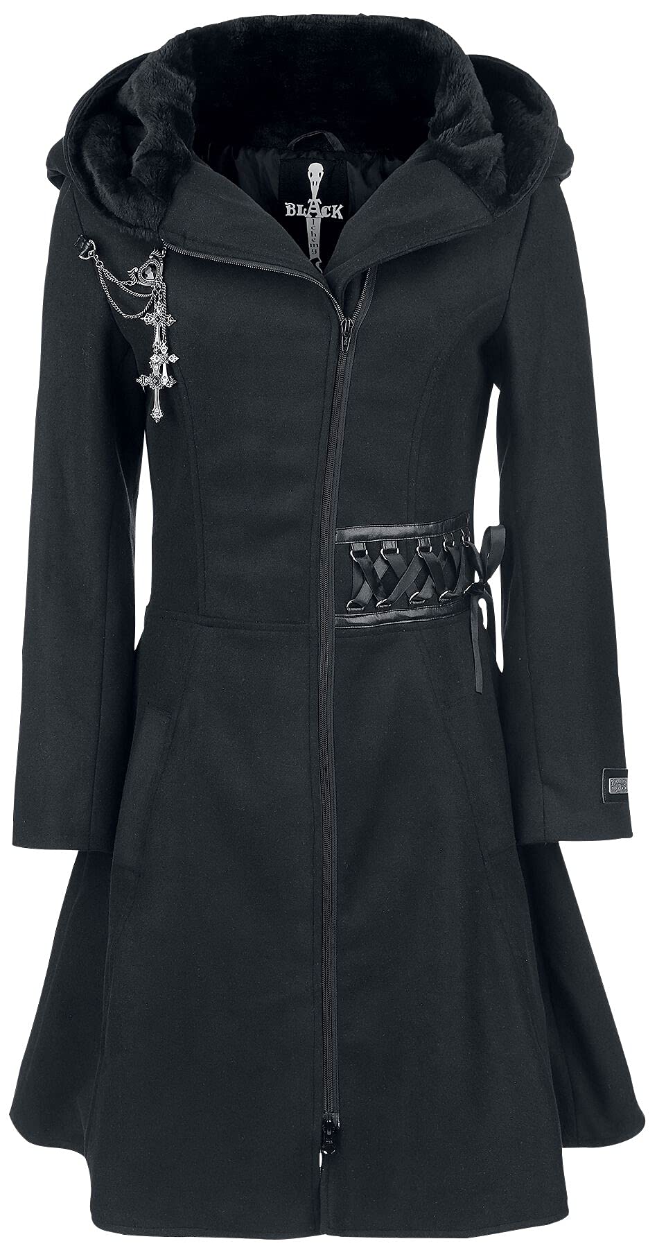 Poizen Industries Women's Black Tears Coat Winter Coat 5XL, 80% Cotton, 20% Polyester, Regular