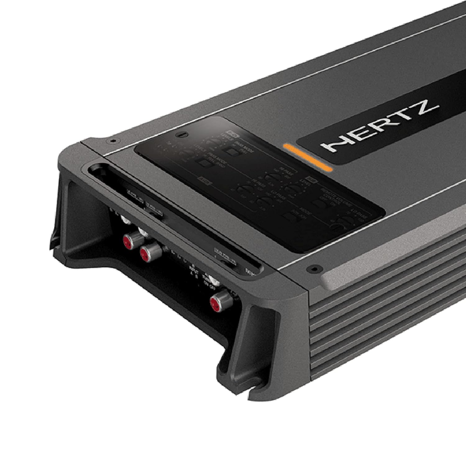 Close-up of Hertz ML-Power-5 Amplifier input and output terminals