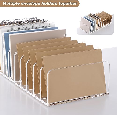 Miniatura 6 de SANRUI Organizador de archivos de escritorio transparente, 5 compartimentos, clasificador de documentos de oficina acrílico, almacenamiento de